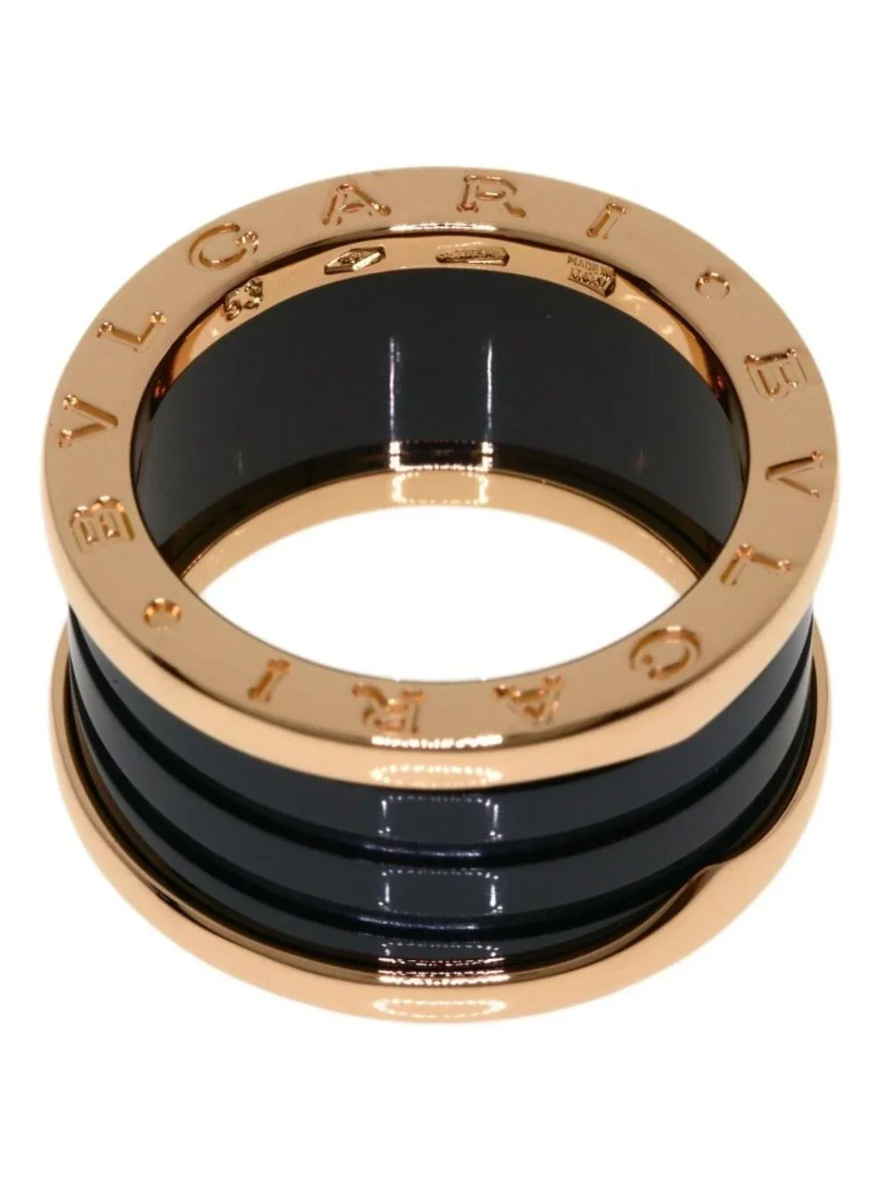 Bvlgari Band Ceramic 53 Ring 18k Pink Gold